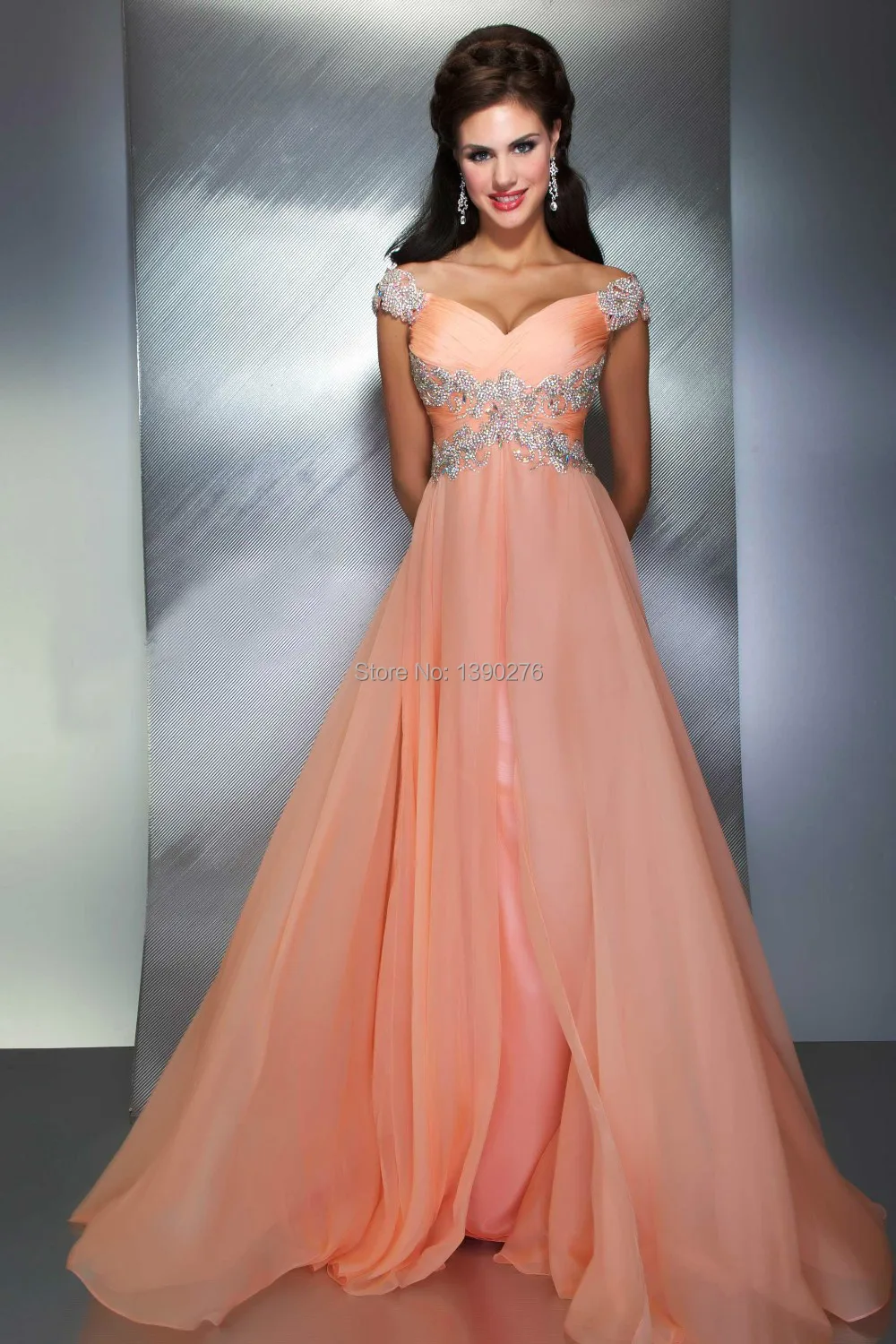 Abendkleider Chiffon Open Back Beaded Cap Sleeves Long Evening Dresses