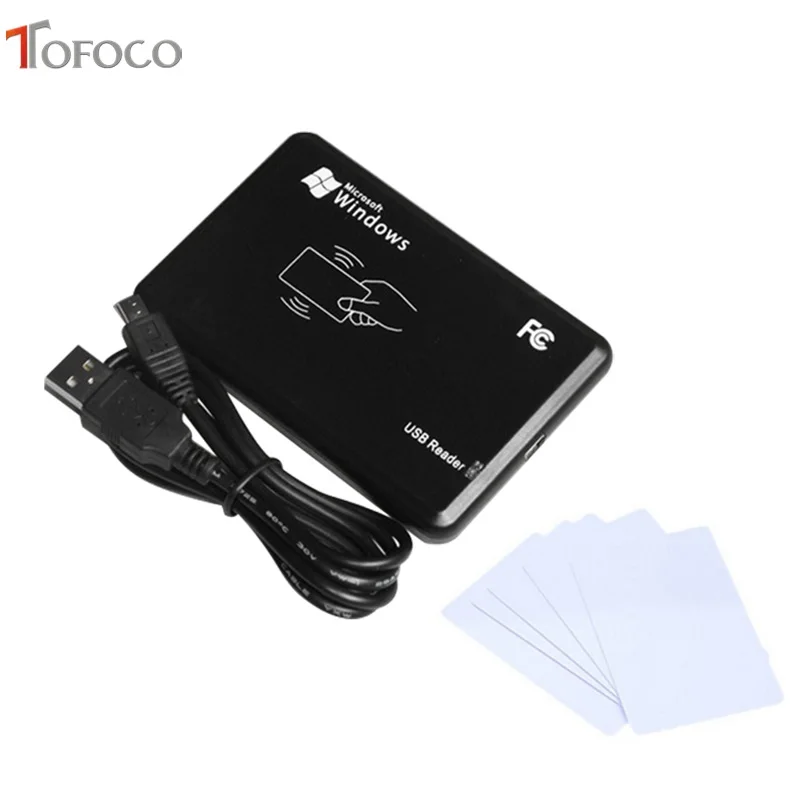 TOFOCO ID Card Reader писатель с USB интерфейс 5 шт. карты + Брелки 125 кГц RFID для системы контроля доступа