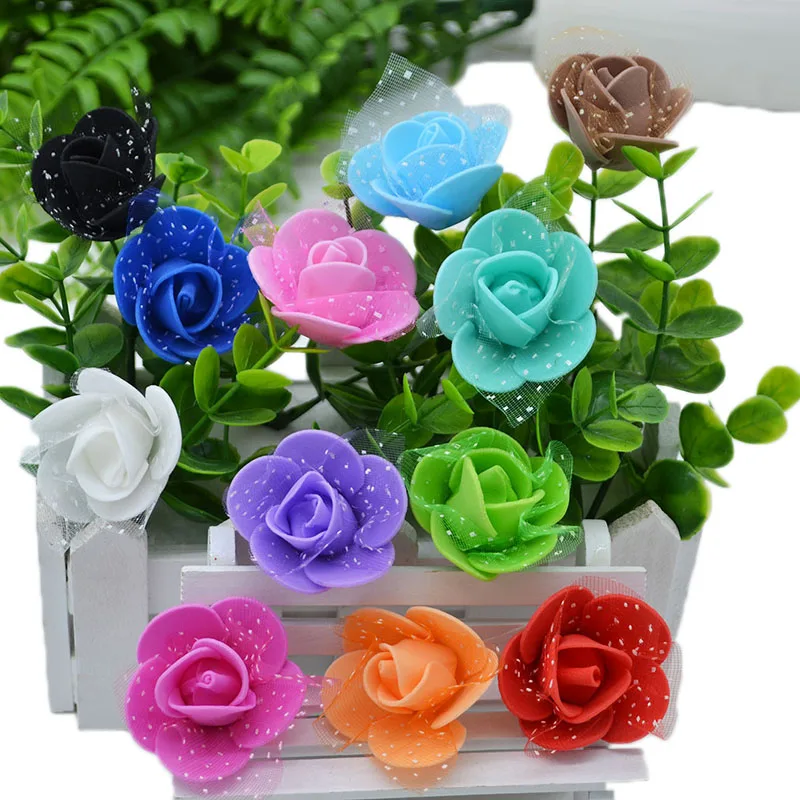 50 Heads 3cm DIY Handmade Rose Flowers Artificial Foam Flower