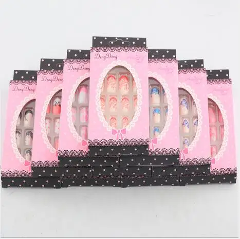 

NOQ Colorful Fake Nails False Nails with Flower Designs Press on Nails Short 12 pcs/set Artificial Nails Beauty Tools