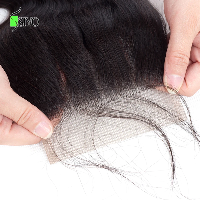 Siyo волосы малазийские синтетические волосы волнистые 130% плотность Remy человеческие волосы Кружева Закрытие с волосами младенца 4x4Free/средний/три части закрытие
