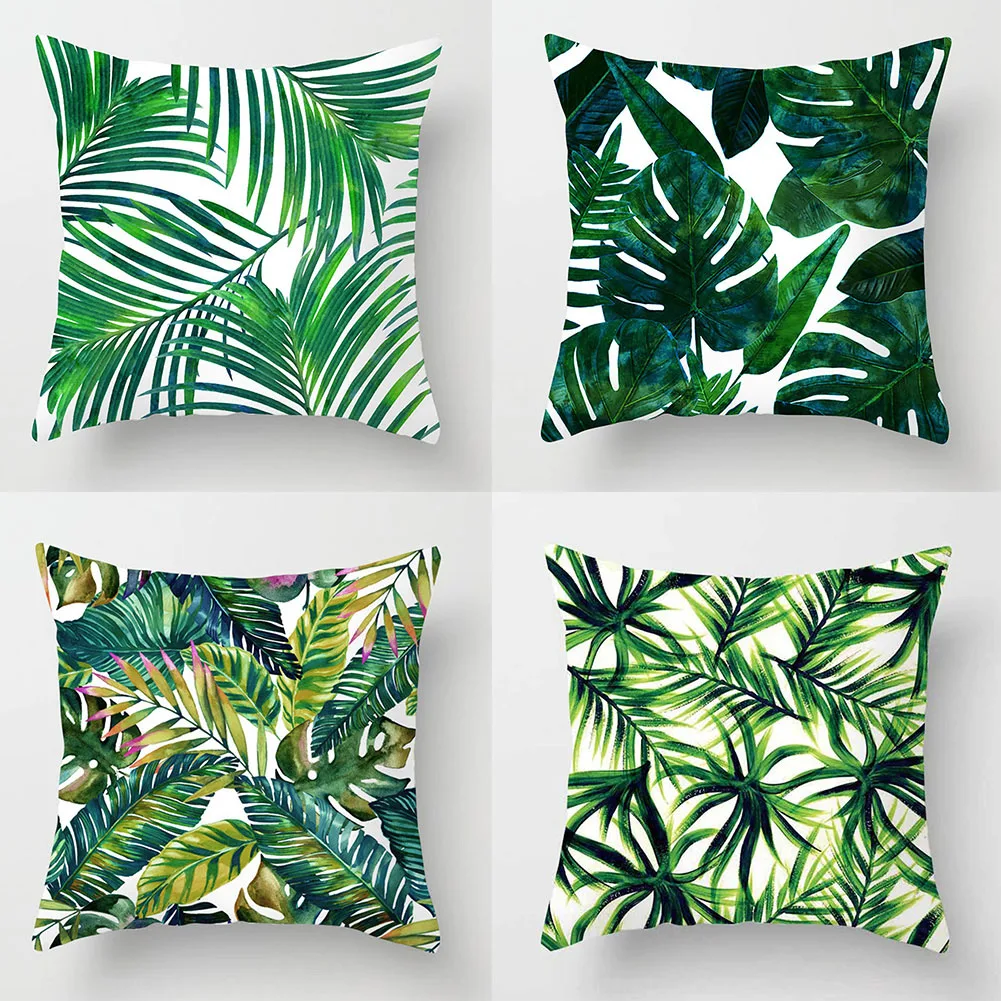 

Easy Clean Decorative Bedroom Fashion Home Printed Pillowcase Square Living Room Office Tropical Plants Soft