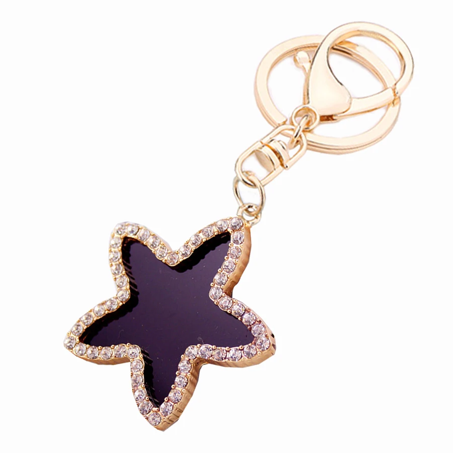 Novelty Crystal Exquisite Five pointed Star Keychain Charm Women