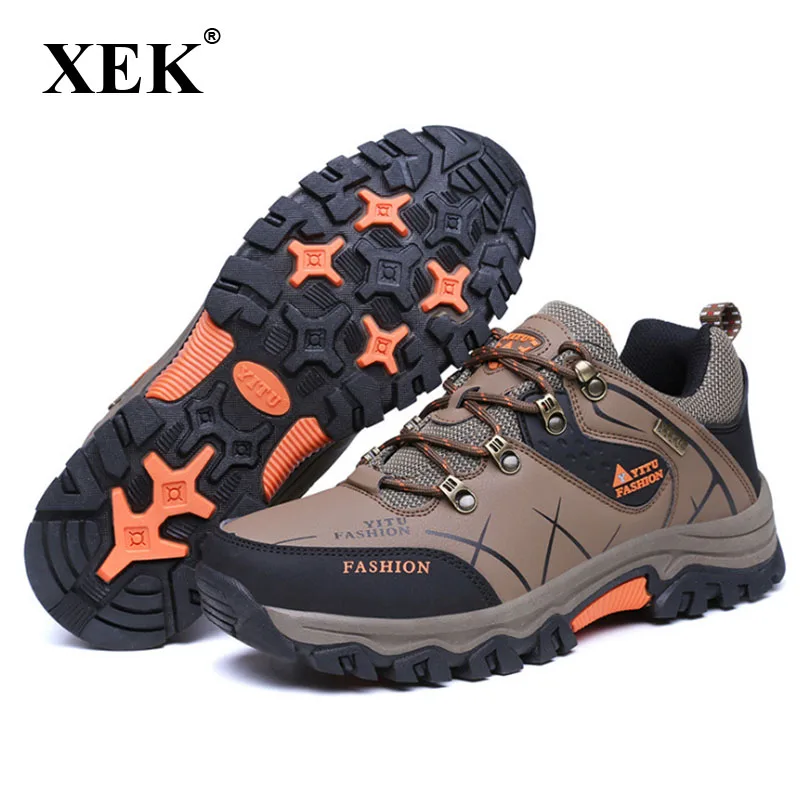 

XEK 2018 Autumn Winter Patchwork Male Shoes Adult Sneakers For Men Safety Wear-Resisting Walking Cow Suede Footwear ZLL197