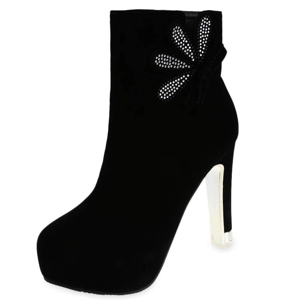 

Elegant Suede Thin High Heel Ankle Boots Sexy Ladies Party Wedding Red Boots Women Spring Winter Flower Bowknot Shoes
