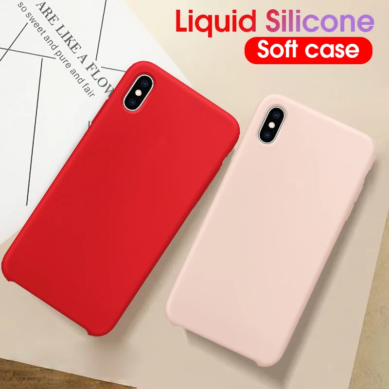 

Original Soft Liquid Silicone Phone Case For iphone x xs max xr case Luxury Shockproof Back Cover for iphone 6 6s 7 8 plus cases