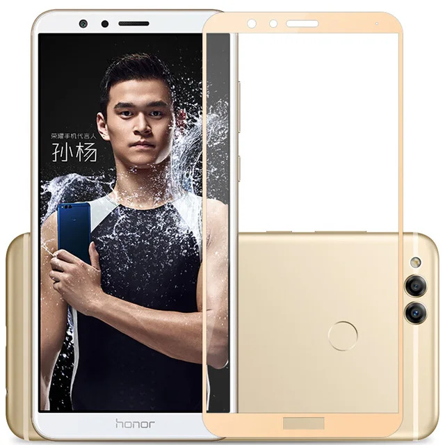 Полное покрытие экрана протектор Закаленное стекло для Huawei honor 7x9 H закаленное стекло для honor 7 X экран защитный 7x черный белый - Цвет: Gold