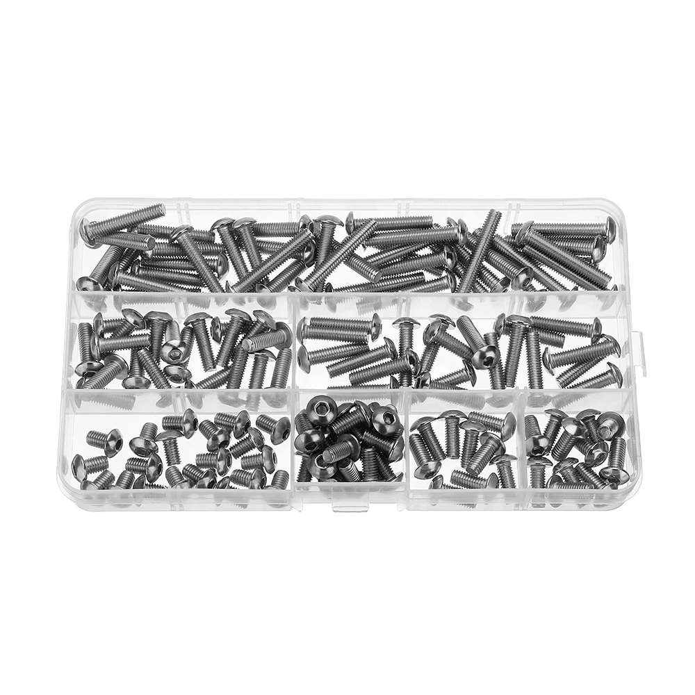 

M5 * 8/10/12/16/20/25/30mm 140Pcs Stainless Steel Hex Socket Button Head Screw Bolt Assortment Kit for Equipment Quadcopter New