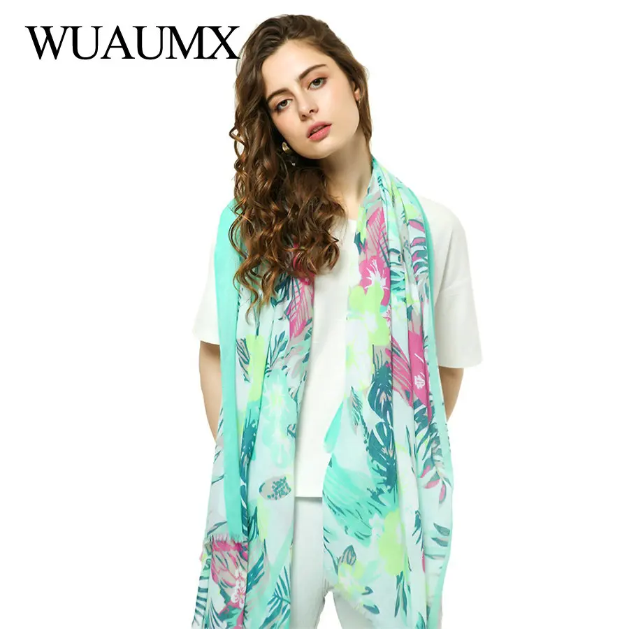 

Wuaumx Spring Ethnic Head Scarf Women Floral Hijab Scarf For Female Scarves Autumn Shawls And Wraps 180*90cm sjaal foulard femme
