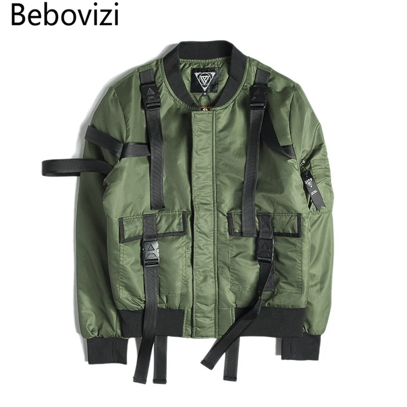 Streetwear Brand High Street Strap Sling Aviator MA1 Jacket Rock Hip