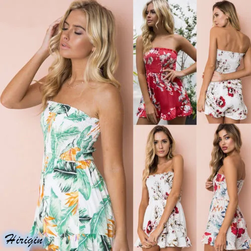 

Summer Jumpsuits HOT Summer Women Casual Sleeveless Square Collar Strapless High Waist Loose Stretch Jumpsuits