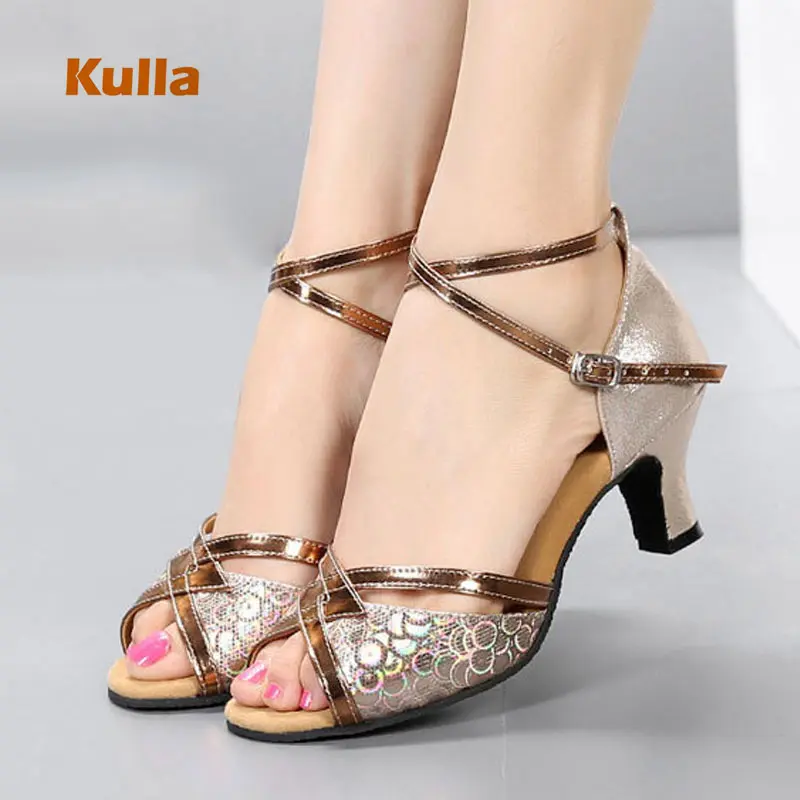 

Women Ladies Latin Ballroom Tango Dance Shoes High Quality Heels 5.5cm Salsa Jazz Dancing Shoes 3Colors Soft Sole Girls Sandals