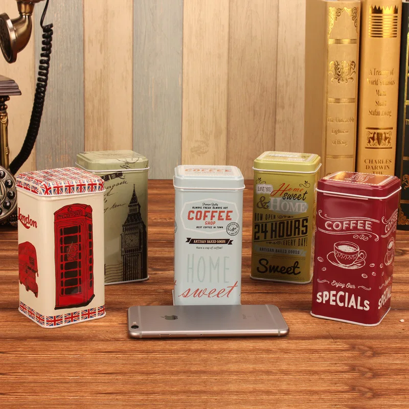 

European style Mini Portable Retro Storage Box Coffee shop restaurant desktop Creative Square Small iron box Jewelry candySnack