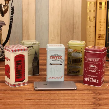 

European style Mini Portable Retro Storage Box Coffee shop restaurant desktop Creative Square Small iron box Jewelry candySnack