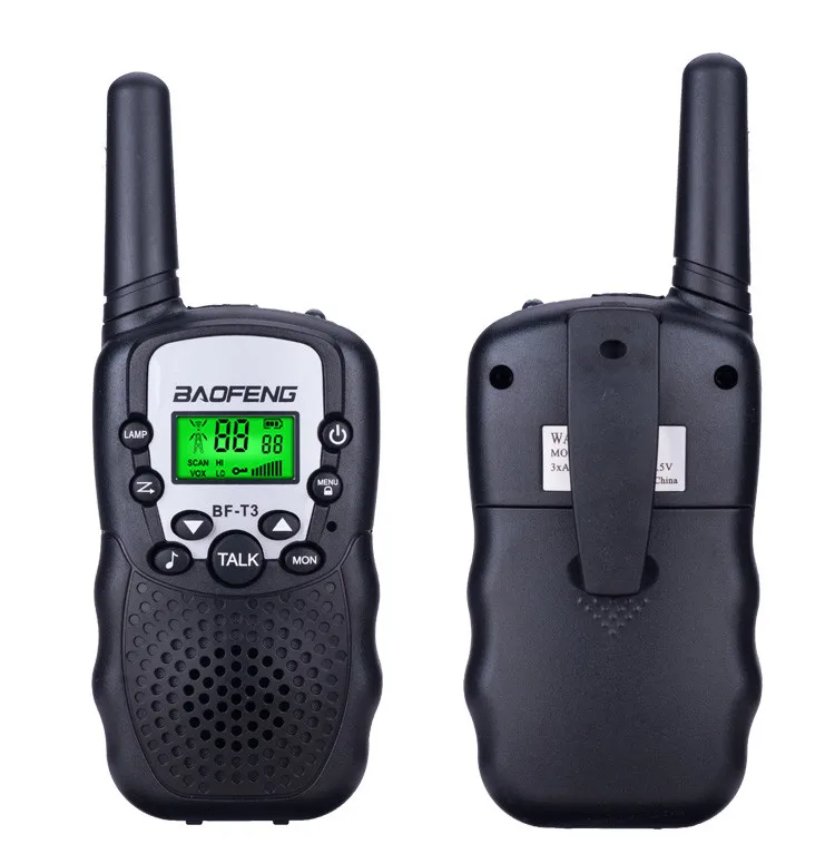 2 шт Baofeng T3 Walkie Talkie 3-10 км Talk Range Interphone для детей взрослых на открытом воздухе Приключения двухдиапазонный fm трансивер bf t3 - Цвет: Black