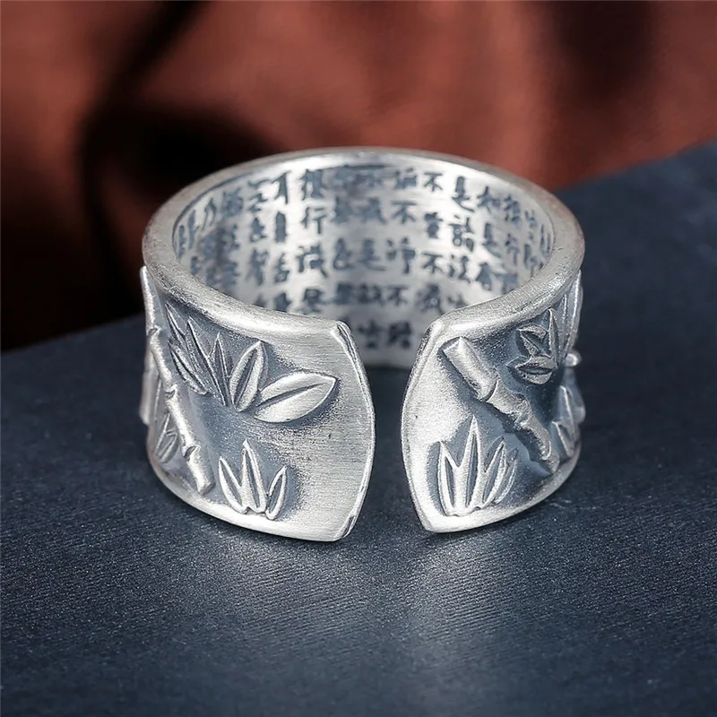 V. YA 990 серебряные мужские кольца ретро листья бамбука s990-серебряное Открытое кольцо для мужчин и женщин Романтический Подарок на годовщину