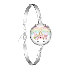 Подарки на день рождения Единорог браслеты с изображением лошади животного 18 мм полукруглый неограненный Камень Шарм ювелирные изделия для женщин мужчин и девочек мальчиков унисекс подарок оптом