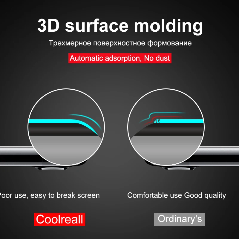 Coolreall уровень твердости 9H 3D мягкий край Полное покрытие закаленное стекло для iPhone