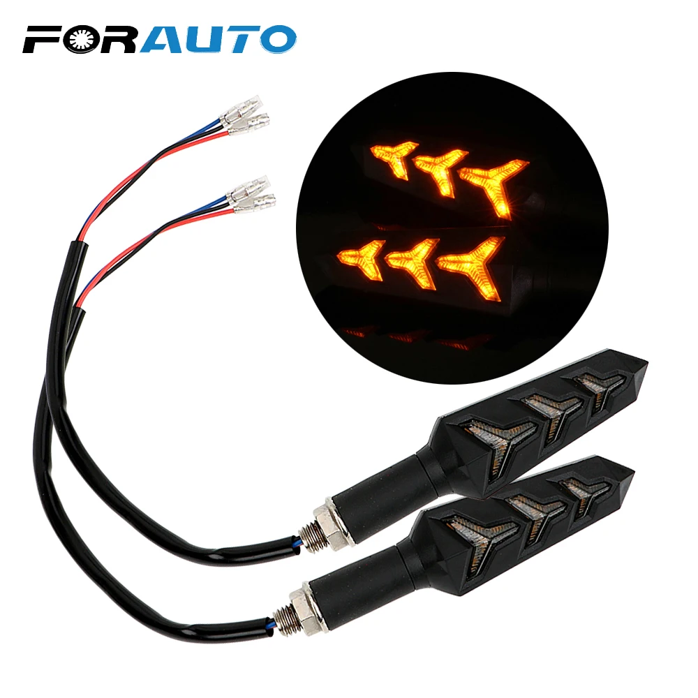 

Running Lamp Yellow Water Flowing LED Fish Bone Y-shaped Motorbike Indicator Blinker Motorcycle Turn Signal Lights 1 Pair