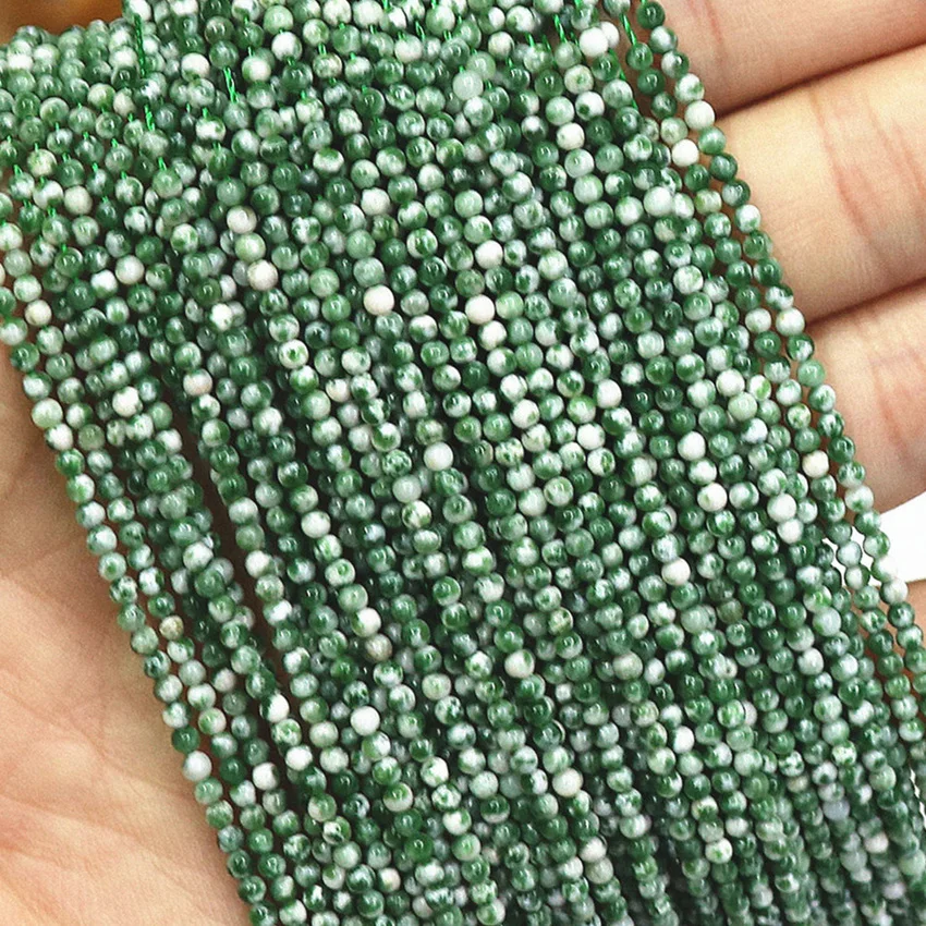 

Натуральный зеленый точечный камень 2 мм 3 мм круглые бусины модные ювелирные изделия Высокое качество свободные спейсеры аксессуары бусины 15 дюймов B389