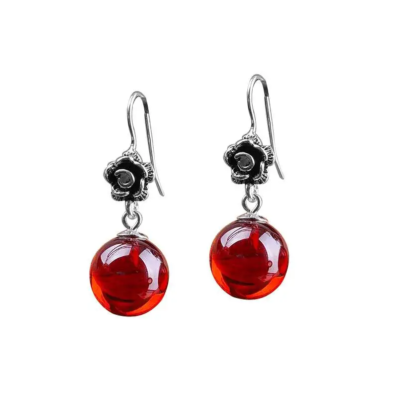 BOCAI 100% S925 стерлингового серебра ушные капли красного цвета для женщин серьга