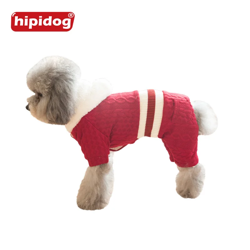 Hipidog font b Pet b font Dog Red Blue Sweater Christmas Striped Style Puppy font b