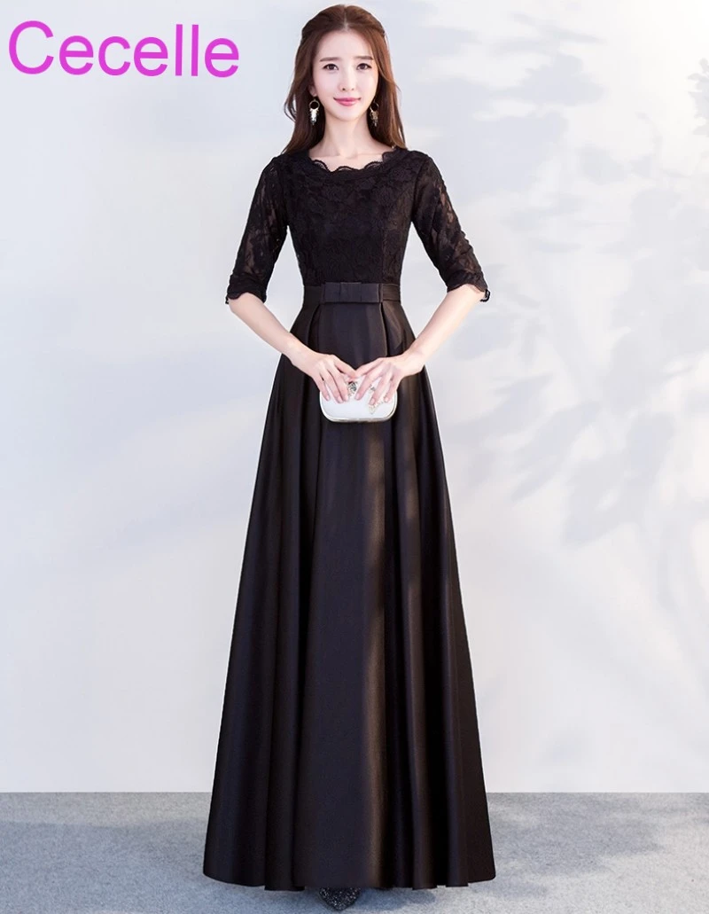 modest black bridesmaid dresses