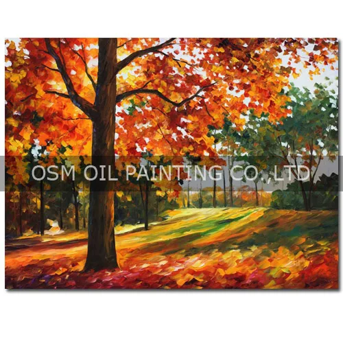 Autumn Leaves A Свежий Цвета Ручная роспись Современная Абстрактная осенние листья картина маслом на холсте красивый оранжевый Цвет осень картина маслом - Цвет: Autumn Leaves A