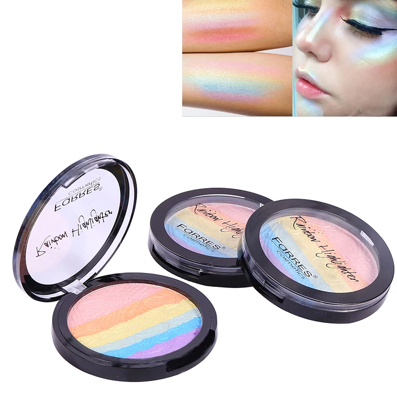 Aliexpress.com : Buy Makeup highlighter powder rainbow color shimmer face press compact shimmer