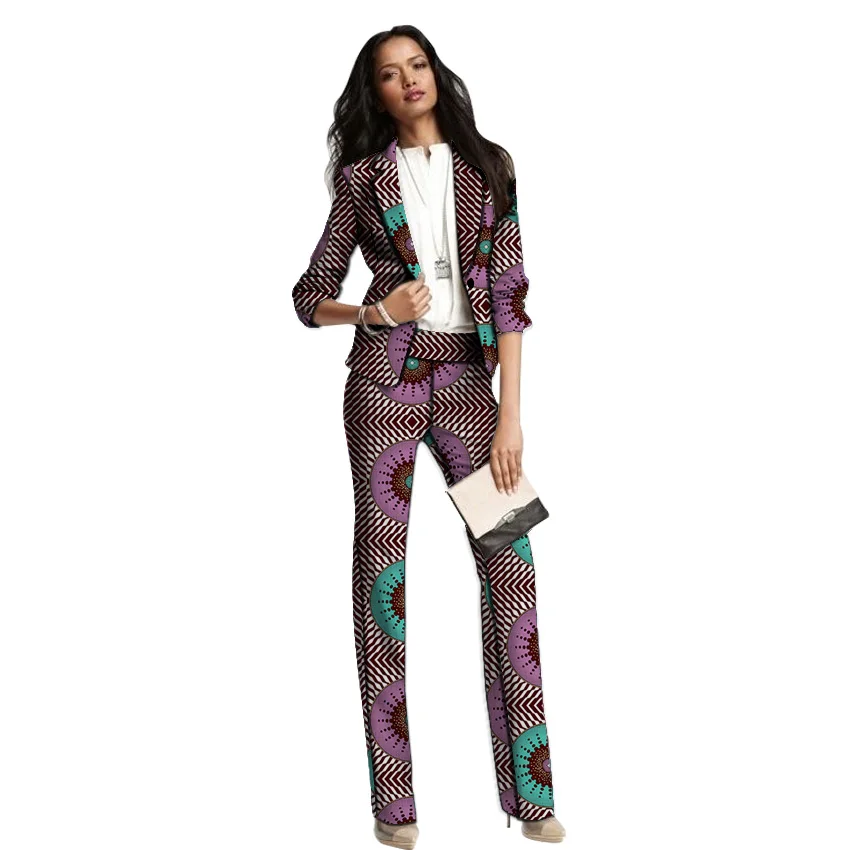 Модные африканские печати для женщин блейзер и укороченные брюки наборы для ухода за кожей дамы костюм из лоскутов куртка + комплект