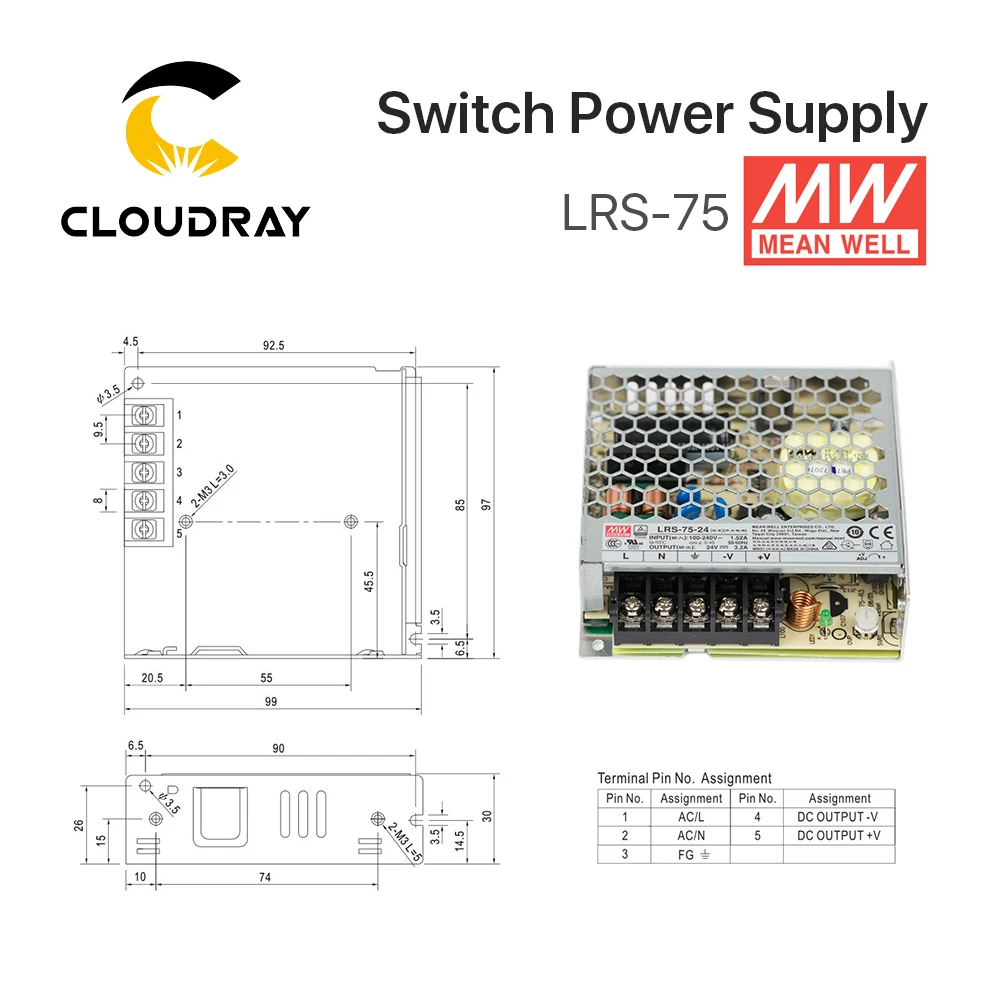 meanwell comutacao da fonte de alimentacao original mw taiwan marca para controlador laser 02