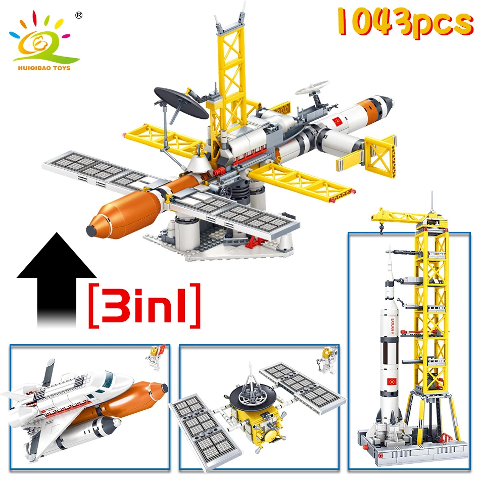 

1043Pcs City Space Station Rocket Spacecraft Building Bricks Compatible Legoingly Technic Astronaut Figures Bricks Children Toys