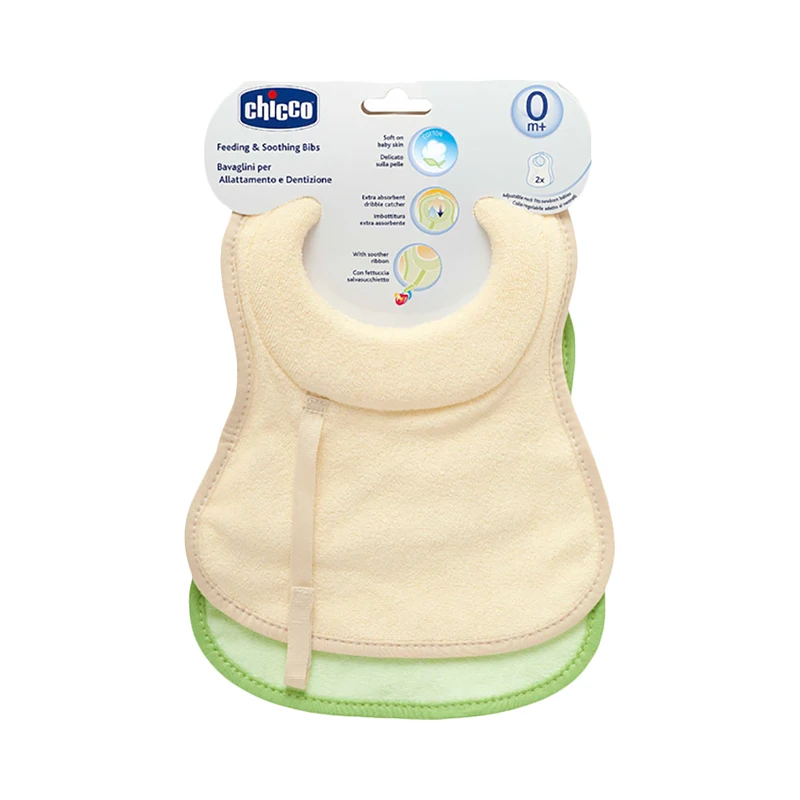 

Chicco Комплект хлопковых нагрудников 0м+ (2 шт), Разноцветный
