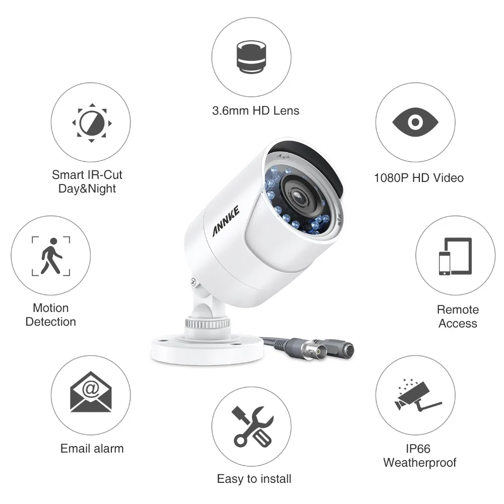 ANNKE 3MP 8CH HD TVI CVI AHD IP 5в1 DVR VCA 8 шт. 2MP 1080 P Smart IR День Ночь CCTV погодоустойчивая камера