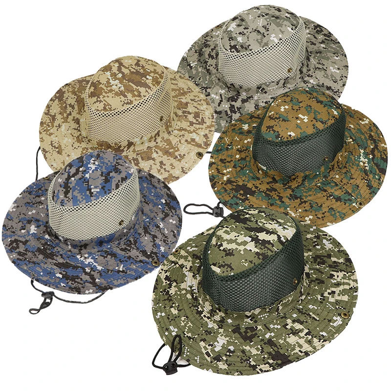 Fishing Camouflage Cap Camo Tactical Hat Sunshade Sea Beach Sun Hats  Outdoor Camping Tools Army Climbing Hiking Sport Panama (18)