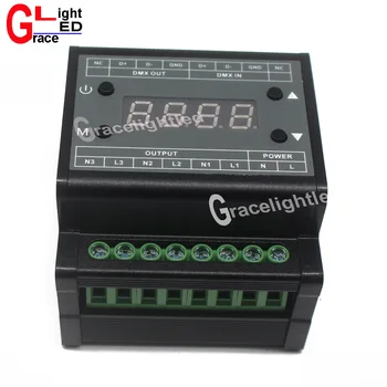 

DMX302 DMX triac dimmer led brightness controller AC90V-240V 50Hz/60Hz Output high voltage 3channels 1A/CH for led panel light