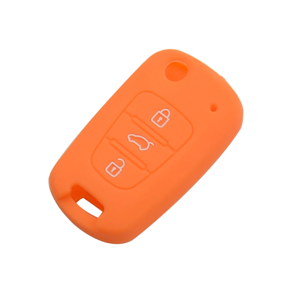 Силиконовый 3 кнопочный ключ автомобиля чехол для KIA RIO K2 K5 Sportage Cerato откидной складной Uncut Blade дистанционный авто аксессуары ключи - Название цвета: Оранжевый