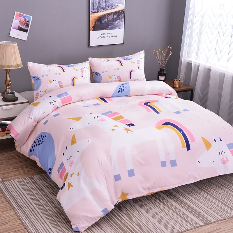 Zeimon Cute Horse Bedding Set Cartoon Duvet Cover Pillow Cases