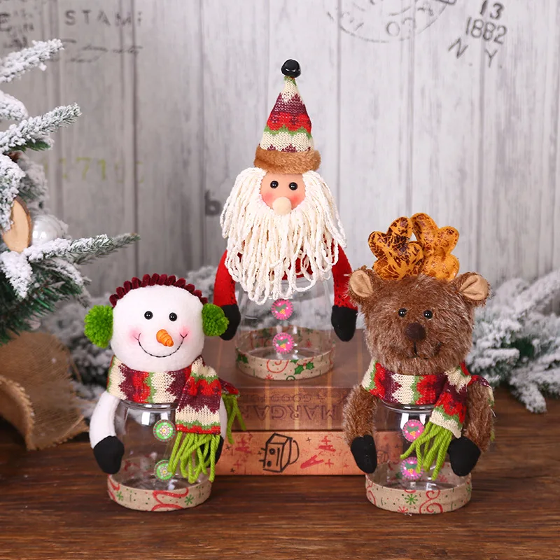 

Christmas supplies retro old man doll candy jar transparent candy box biscuit jar children holiday gift PVC can