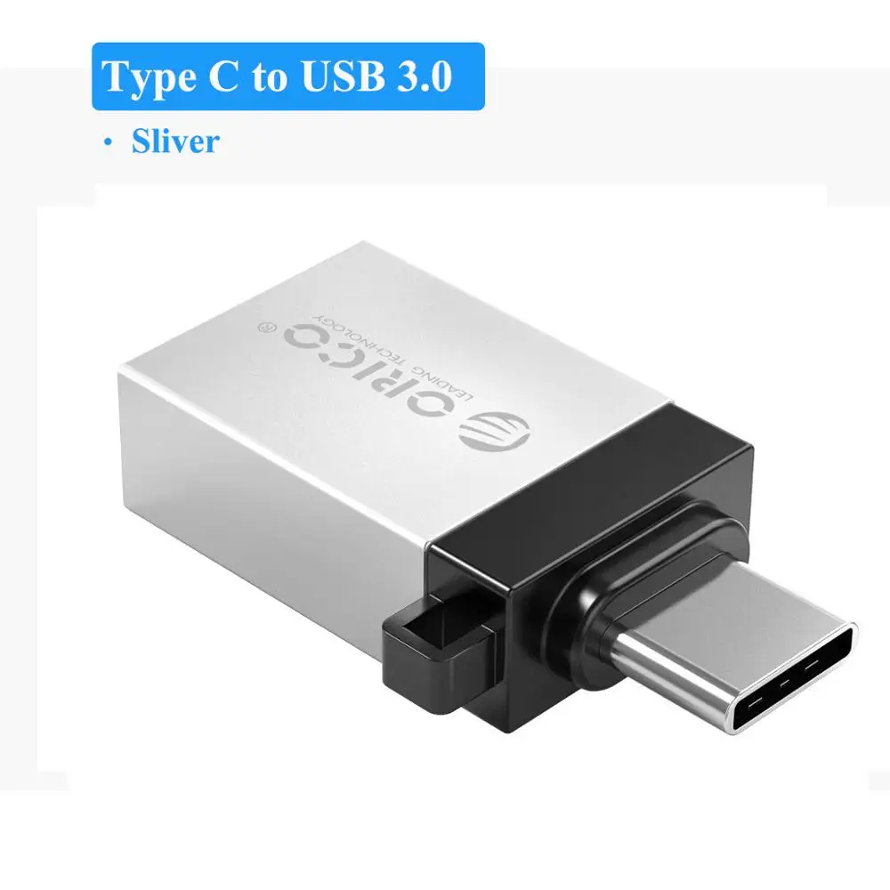 ORICO адаптер типа OTG C(M)-USB 3,0(F) Конвертор USB3.0 5 Гбит/с Скорость передачи данных анти-потерянный ремешок дизайн для телефонов и планшетов - Цвет: Sliver