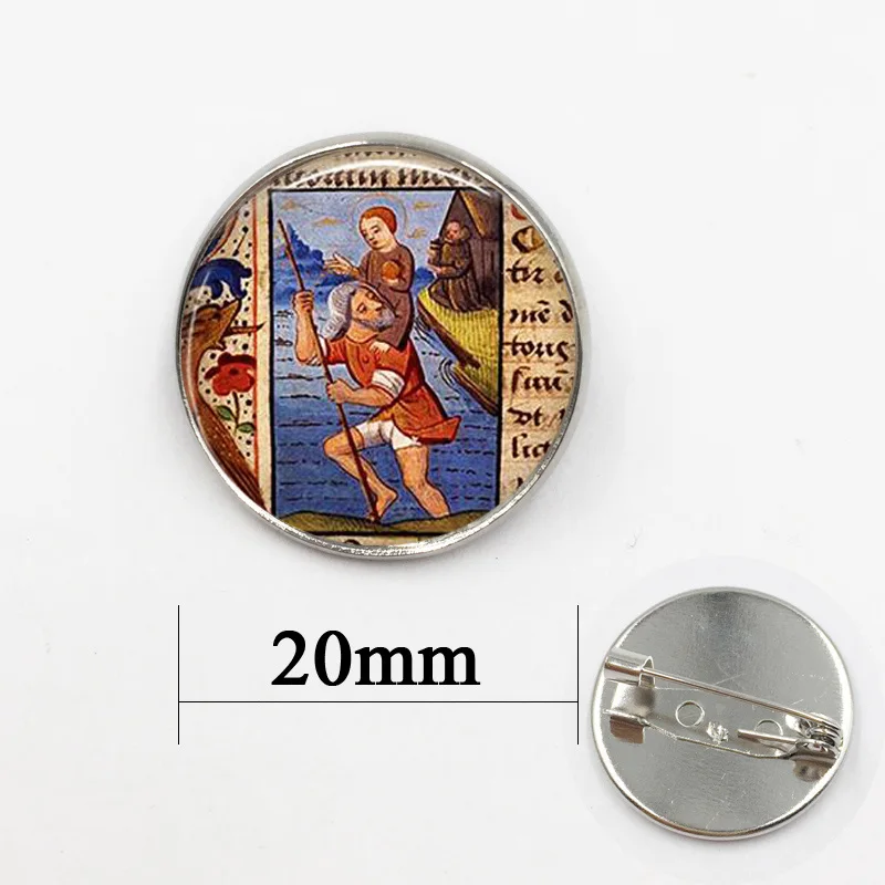 Стеклянный кабошон ручной работы кулон St Christopher и Baby Jesus ожерелье Patron Saint of Travelers