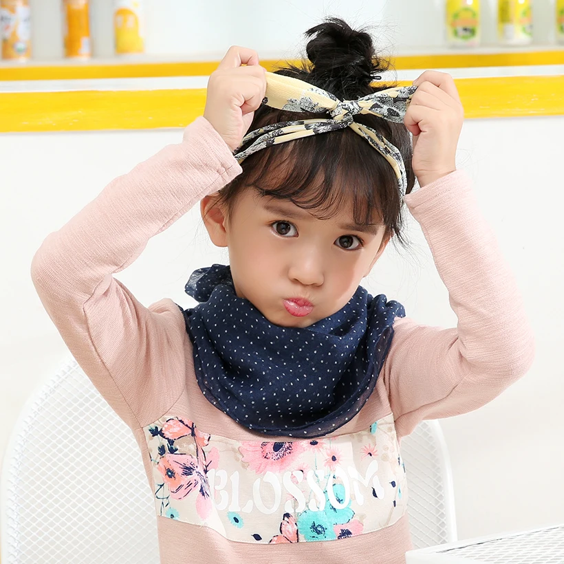 

Chlidren Dots Loop Scarf Female Small Print Chiffon Scarves Winter Scarves for Girls