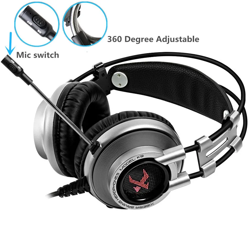 Xiberia K3/K5/k9/K10 Over-Ear PC Gamer игры usb-гарнитура 7,1 Virtual Surround Sound стерео Бас Pro Игровые наушники с микрофоном светодиодный