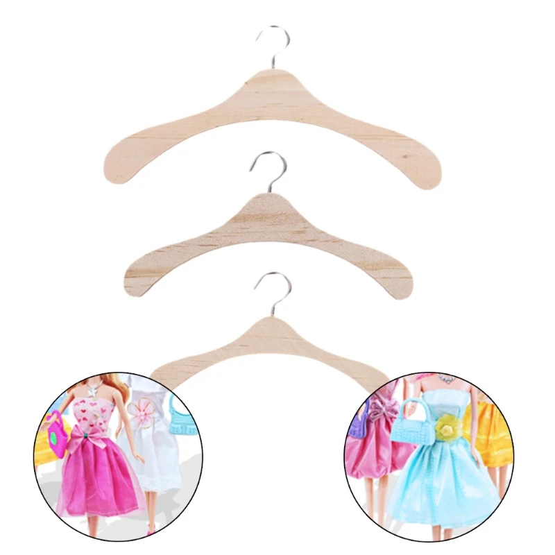 

New 10Pcs Wood Clothes Hangers For American Girl Doll BJD Sd House Accessories