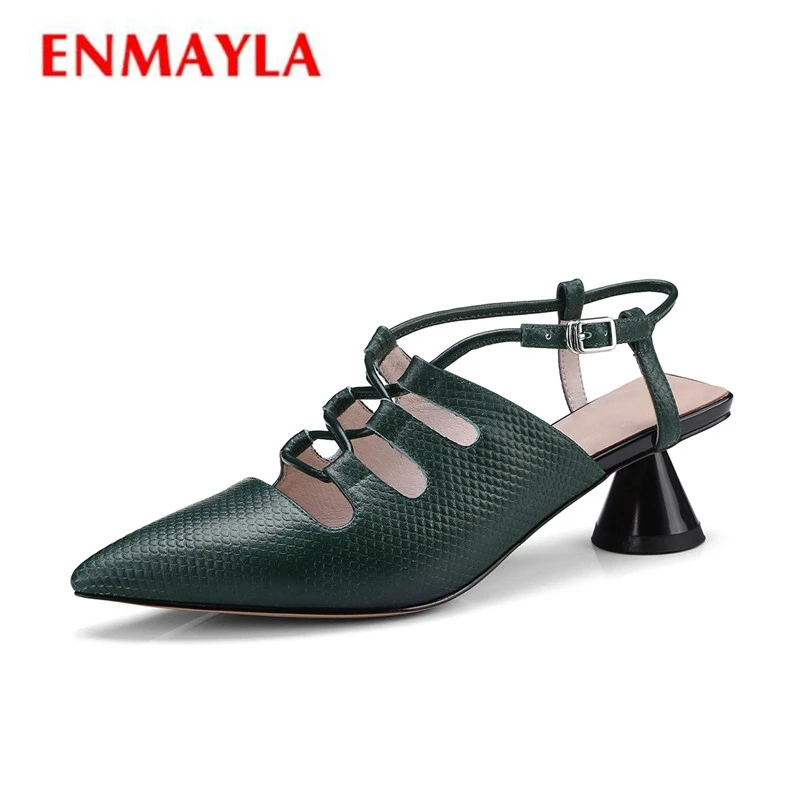 

ENMAYLA Women High heels Sandals Buckle strap Hollow Shoes women Casual Sexy Pointed toe Strange heels Leather shoes ZYL1951