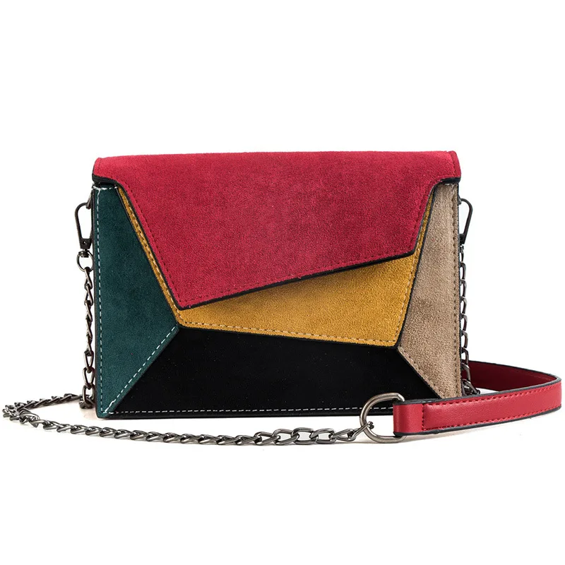 

2019 New Quality PU Leather Women's Pathwork Chain Shoulder Messenger bags Designer Retro Small Handbag Ladies crossbody bag