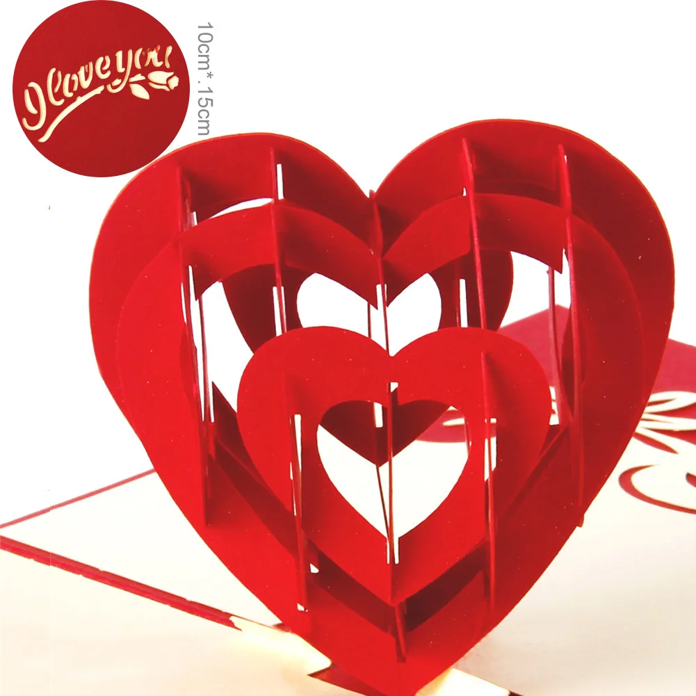  3D Pop Up Greeting Card Love Romantic Birthday Wedding Aniversary Valentine's Day Invitations Greet - 32957673564