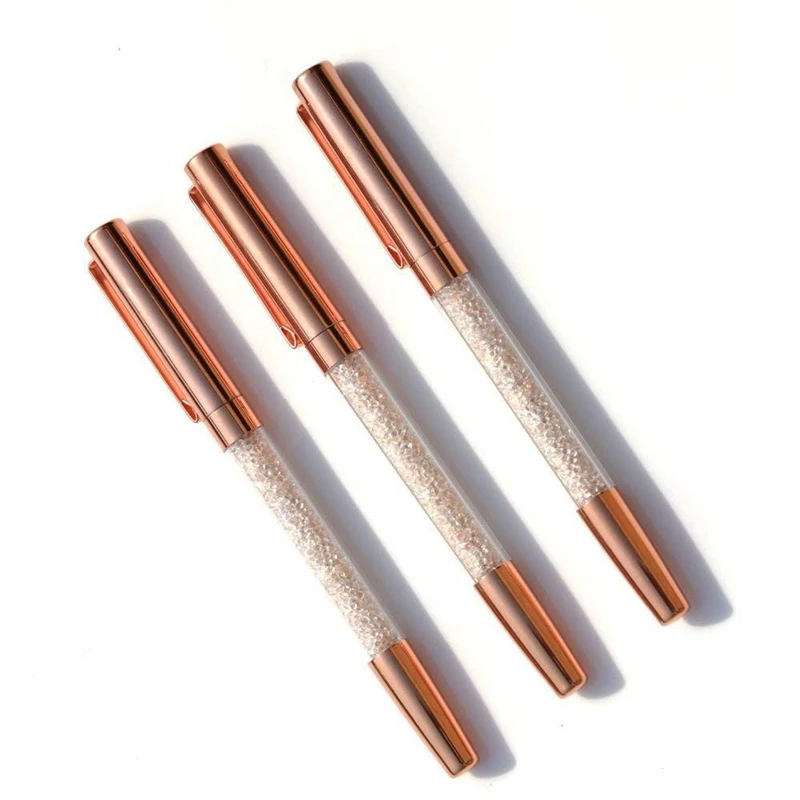 

Rose Gold Pens, Gel Ink Roller Ball Pens Fine Point Black Ink Pens Rose Gold Office Supplies with 3 Extra Refills - 3 Pack (Ge