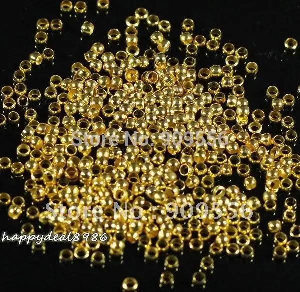 Wholesale! 2000pcs/lot Gold color 1.5mm copper crimp end beads findings