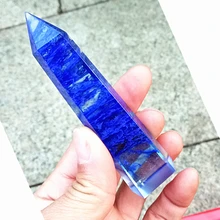 1 шт. красивый синий кварцевый кристалл одиночный завершенный палочка Исцеление
